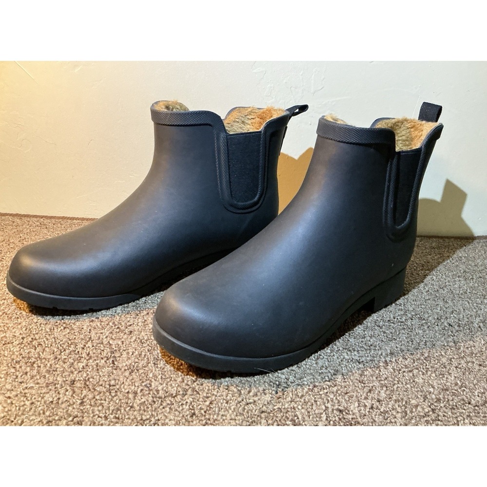 Chooka Women Delridge Chelse Work Muck Rain Boots 10 New No Box Black Faux Fur